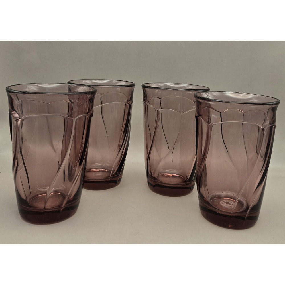 4 Rare Noritake Sweet Swirl-Cranberry High Ball Glasses B#34